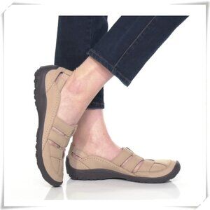 Clarks Leather Tan Natural Beige Comfort Flat Sandal Sneaker Hybrid GUC